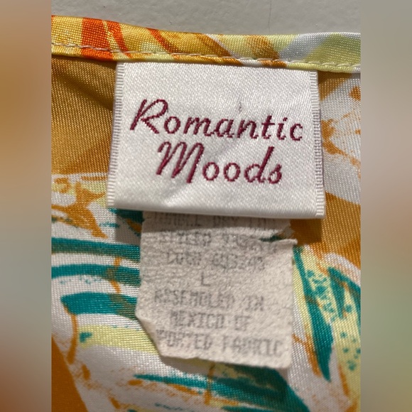 VTG Romantic Moods 90s Y2K Yellow Tropical Floral Cami Slip Mini Dress - L - Picture 6 of 15